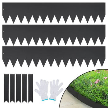 8 Inch x 10' Ft Hammer-in Edging Border with 5 Clips Steel Garden Edging Borders Steel Landscape Edging (Pack of 3)