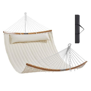 Double Quilted Fabric Hammock 480lbs Capacity Without Stand Creamy White