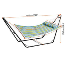 Double Quilted Fabric Hammock with Stand 480llbs Capacity Green