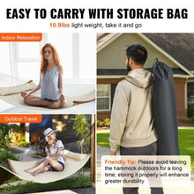 Double Quilted Fabric Hammock 480lbs Capacity Without Stand Creamy White