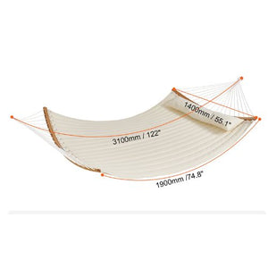 Double Quilted Fabric Hammock 480lbs Capacity Without Stand Creamy White