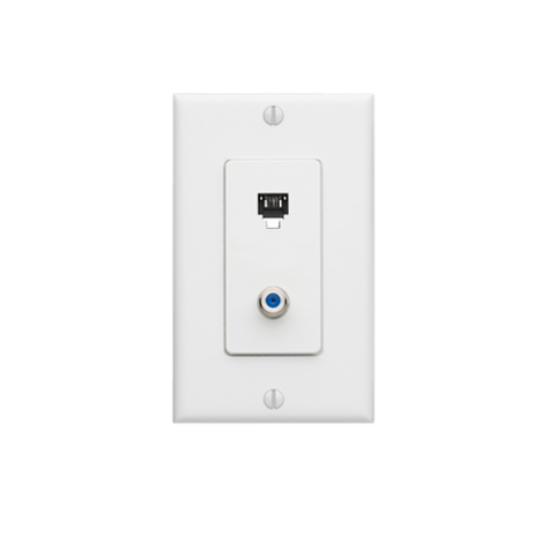 6P4C + F Decora Telephone Wall Jack 40159-W