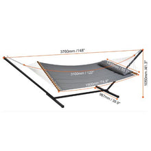 Two Person Hammock with Stand Straight Spreader Bar Gray