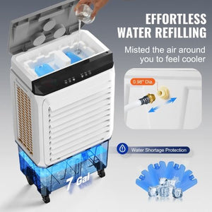 35° Oscillating Swamp Cooler 7 Gal Portable Air Cooler for 750 Sq.ft Indoor & Outdoor
