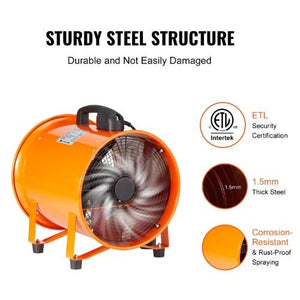 12 Inch Portable Ventilator Fan with 16.4ft Ducting Hose