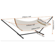 Double Quilted Fabric Hammock with Stand 480llbs Capacity Creamy White