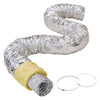 25ft 6 Inch Insulated Flexible Domestic Insulation Cotton Ducting Dryer Vent Hose with 2 Duct Clamps