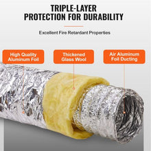25ft 5 Inch Insulated Flexible Ducting Dryer Vent Hose with 2 Duct Clamps
