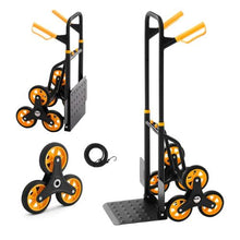 Stair Climbing Cart 330 lbs Stair-Climbing Capacity Heavy-Duty Folding Trolley Cart with Telescoping Handle 6 Wheels and 2 Bungee Cords