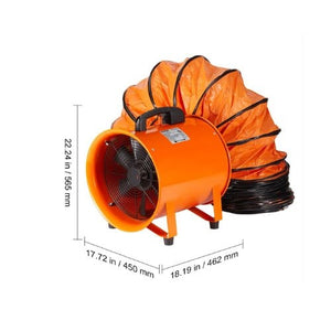 16 Inch Portable Ventilator Fan with 16.4ft Ducting Hose