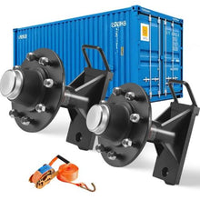 Shipping Container Wheels 8-Lug Wheels Kit Heavy Duty Shipping Container Axle with Ratchet Tie Down-Moves 20 ft - 40 ft,Secure Transport for Dock