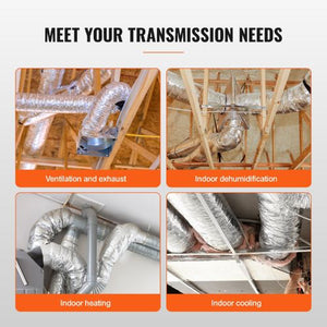 25ft 6 Inch Insulated Flexible Owens Corning Insulation Cotton Ducting Dryer Vent Hose with 2 Duct Clamps
