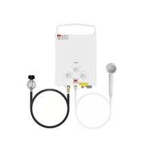 Calentador de agua portátil sin tanque de propano de 5 L con bomba de agua, 34 000 BTU y 1,32 GPM, sistema de agua caliente instantánea para exteriores, color blanco TMYD-01020110