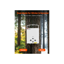 Calentador de agua portátil sin tanque de propano de 5 L con bomba de agua, 34 000 BTU y 1,32 GPM, sistema de agua caliente instantánea para exteriores, color blanco TMYD-01020110