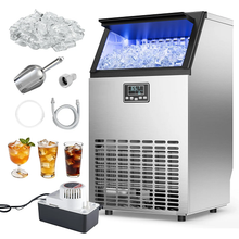 Built-In 100 lbs/24H Commercial Ice Cube Maker with LED Display and Self-Cleaning Function