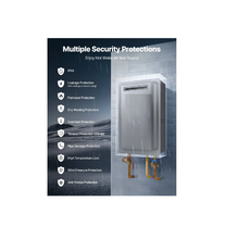 Calentador de agua a gas sin tanque de 8 galones y 191 000 BTU para exteriores, de alta eficiencia, color gris plateado, JSW56-30L-A