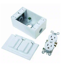 White Die Cast Aluminum Weatherproof Outlet Box Kit WPOUTKIT-W
