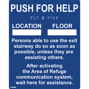 ARS-IB100 Viking Area of Refuge Phone Instructions Sign