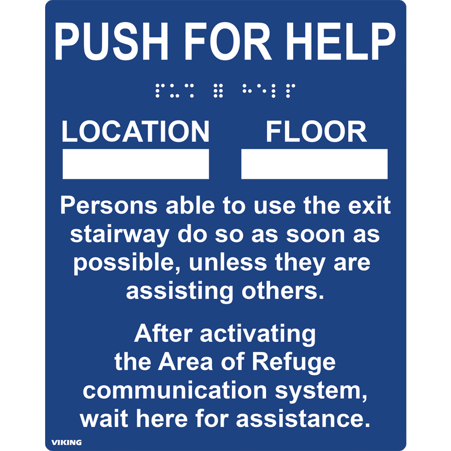 ARS-IB100 Viking Area of Refuge Phone Instructions Sign
