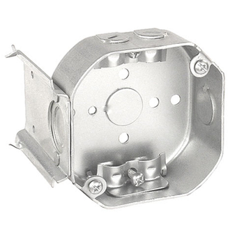 Caja octogonal de 4 pulgadas, 1-1/2 pulgadas de profundidad, soporte de madera empotrable ajustable, abrazaderas no metálicas 54151-JR (paquete de 100)