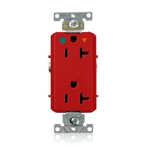20A 125V Decora Plus Isolated Ground Duplex Receptacle Outlet Red D8300-IGR