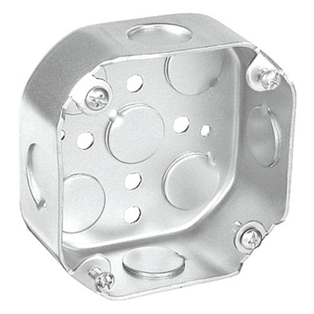 Caja octogonal de 4 pulgadas, 1-1/2 pulgadas de profundidad, 4 pestañas de montaje roscadas 54151-DE (paquete de 50)