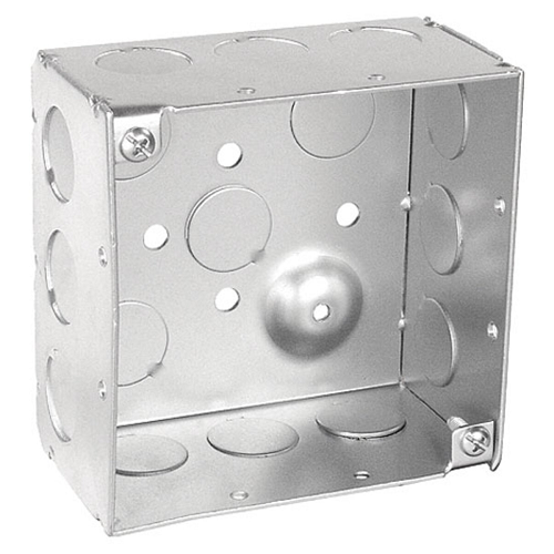 4 Inch Square Box 2-1/8 Inch Deep Welded With Conduit Knockouts 52171-1/2 (pack of 125)