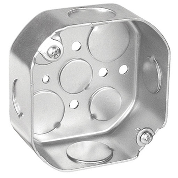 Caja octogonal de 4 pulgadas, 1-1/2 pulgadas de profundidad, orificios de 1/2 y 3/4 54151-S (paquete de 100)