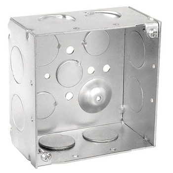 4 Inch Square Box 2-1/8 Inch Deep Welded With Conduit Knockouts 52171-3/4 (pack of 100)