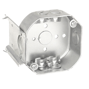 Caja octogonal de 4 pulgadas, 2-1/8 pulgadas de profundidad, soporte de madera empotrable en J, abrazaderas no metálicas 54171-JBR (paquete de 30)