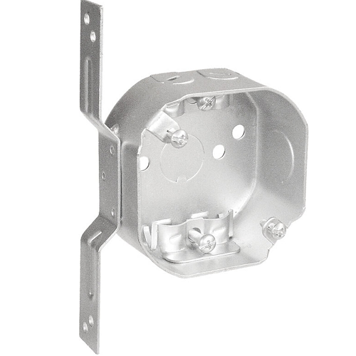 4 Inch Octagon Box 1-1/2 Inch Deep Flat Vertical Bracket Non Metallic Clamps 54151-FR (Pack of 50)