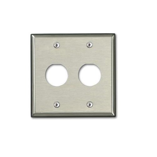2 Port Dual Gang Industrial Wallplate Stainless Steel D6710-2S2