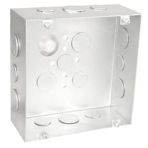 Square Junct 6 Inch Square Junction Box 2-1/2 Inch Deep 1/2 And 3/4 Inch Knockouts
