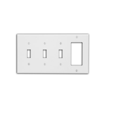 4 Gang Combination Wallplate 3 Toggle And 1 Decora White P326-W