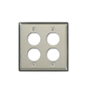 Leviton 4 Port Dual Gang Industrial Wallplate Stainless Steel D6710-2S4