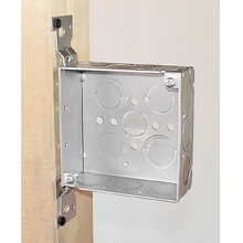 4 Inch Square Junction Box 2-1/8 Inch Deep With Flat Vertical Bracket Conduit Knockouts 52171-F (pack of 50)