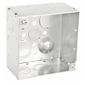 4 Inch Square Junction Box 2-1/8 Inch Deep Elevated Knockouts 52171-KOR (pack of 25)