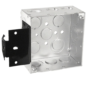 4 Inch Square Junction Box 2-1/8 Inch Deep With Metal Stud Bracket 52171-MS (pack of 35)