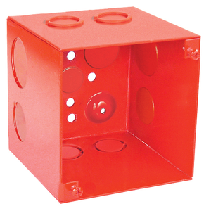 4 Inch Square Junction Box 4 Inch Deep Side Knockouts Red 52191-RED (pack of 15)