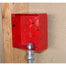 4 Inch Square Junction Box 2-1/8 Inch Deep Welded With Conduit Knockouts 52171-RED (pack of 35)