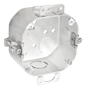 Caja octogonal de 4 pulgadas para cortes en trabajos antiguos, 2-1/8 pulgadas de profundidad, 4 pestañas de montaje roscadas 54171-DEOW (paquete de 25)