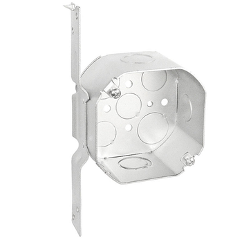 Caja octogonal de 4 pulgadas, soporte vertical plano de 2-1/8 pulgadas de profundidad 54171-F (paquete de 50)