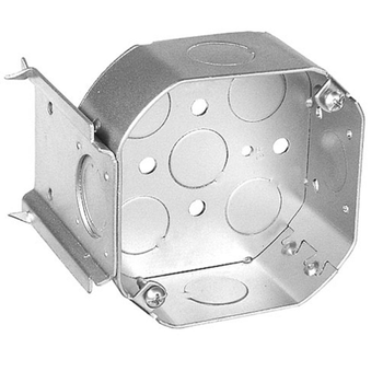Caja octagonal de 4 pulgadas, 1-1/2 pulgadas de profundidad, soporte de madera empotrable en J ajustable 54151-J (paquete de 50)