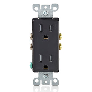 15A 125V Decora Tamper Resistant Duplex Outlet Black T5325-E