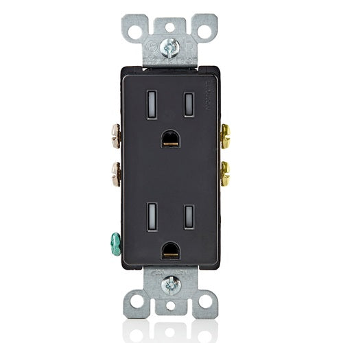 15A 125V Decora Tamper Resistant Duplex Outlet Black T5325-E