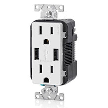 15A 125V Wall Outlet USB Charger Tamper Resistant Receptacle White T5632-W