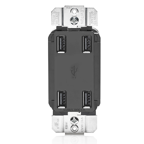 4.2A 125V 4 Port USB Wall Charger Black USB4P-E