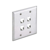 4 Port Mini-Com Stainless Steel Double Gang Faceplate Flat Module CFP4S-2GY
