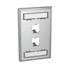2 Port Mini-Com Stainless Steel Faceplate Flat Module Label Pocket CFPL2SY