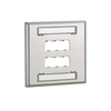 6 Port Mini-Com Stainless Steel Double Gang Faceplate Flat Module Label Pocket CFPL6S-2GY
